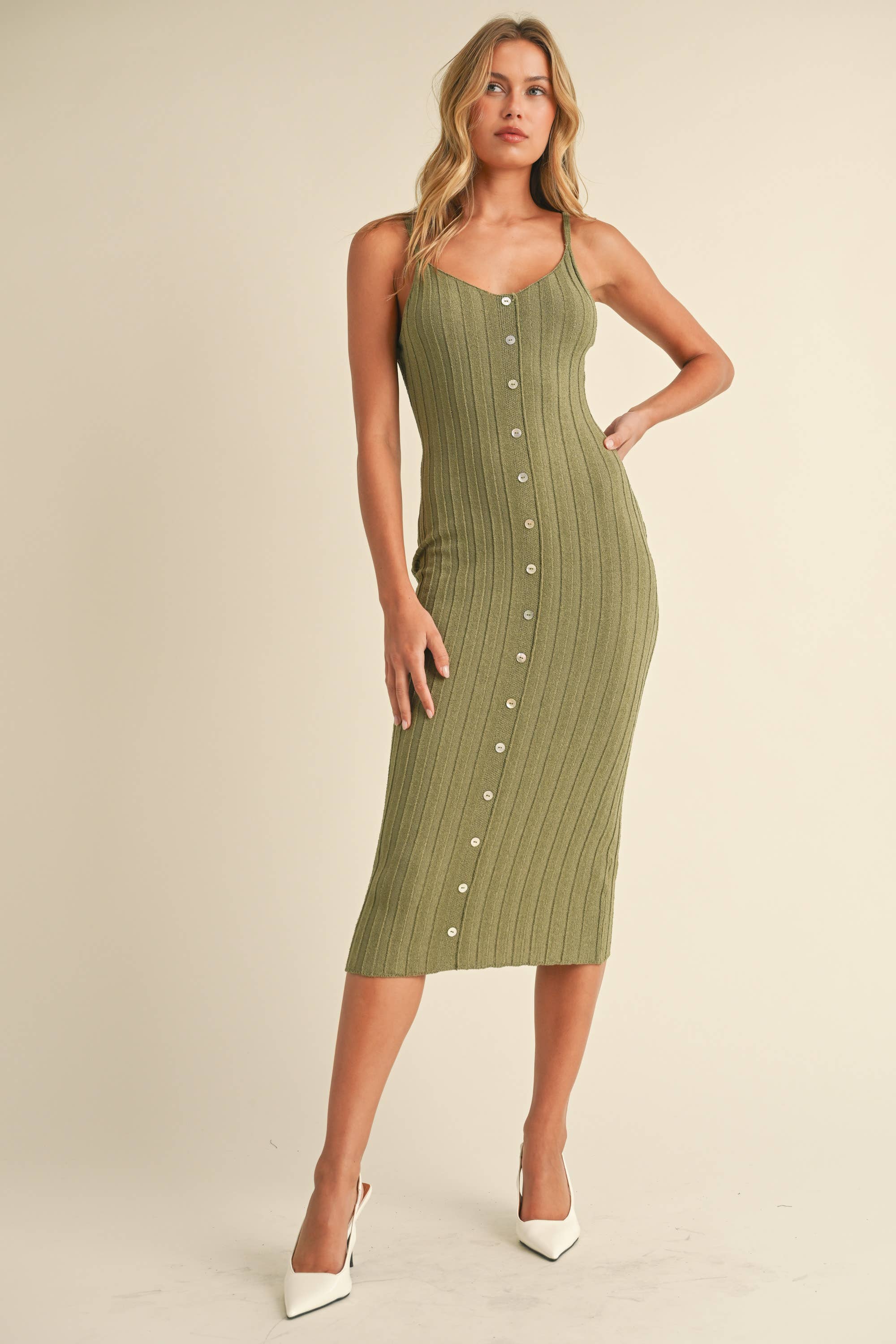 SLEEVELESS MIDI RIB SWEATER MIDI DRESS