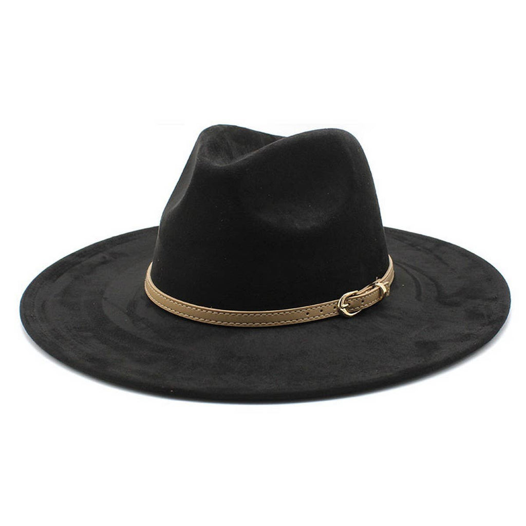 SUEDE HAT FLAT BRIM HAT FLAT BRIM GENTLEMAN HAT_CWAH2527: Beige / (OS) 1