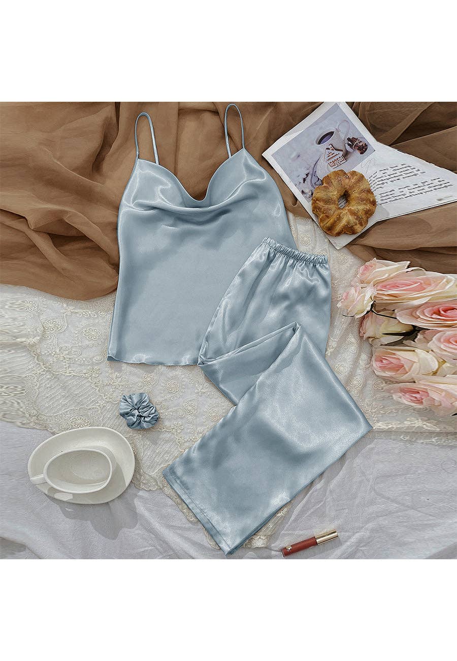 Satin Cowl Tank and Pajama Pants