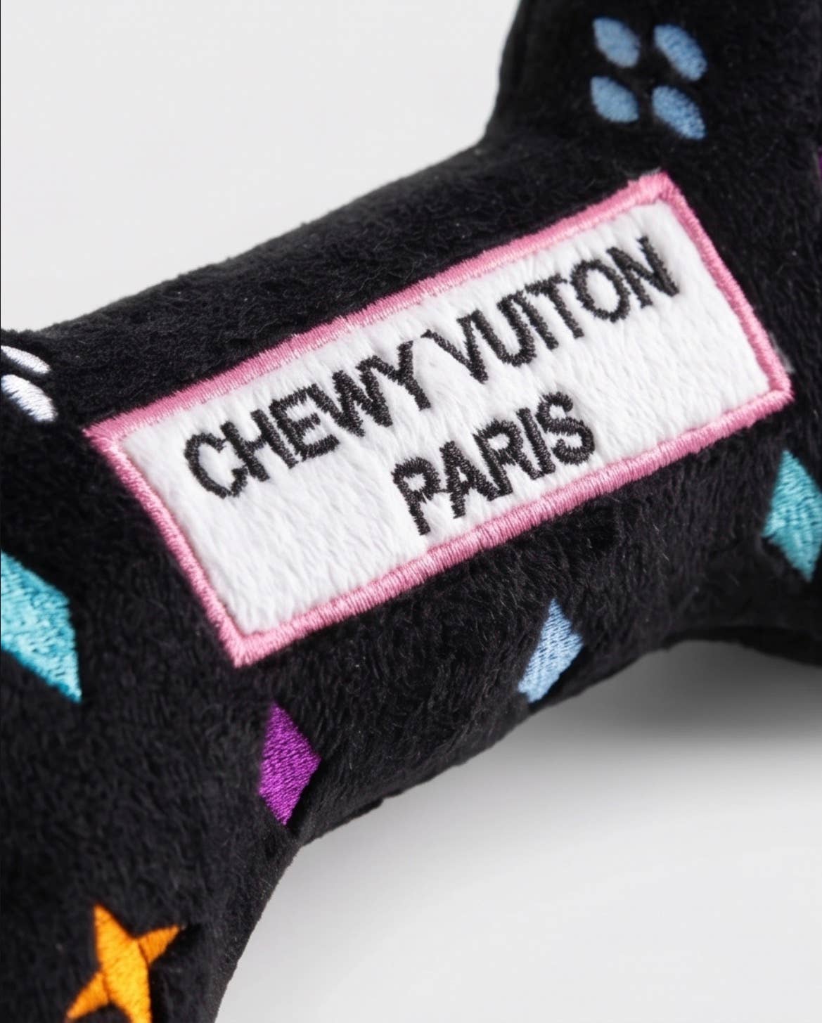 Black Monogram Chewy Vuiton Bone Squeaker Dog Toy