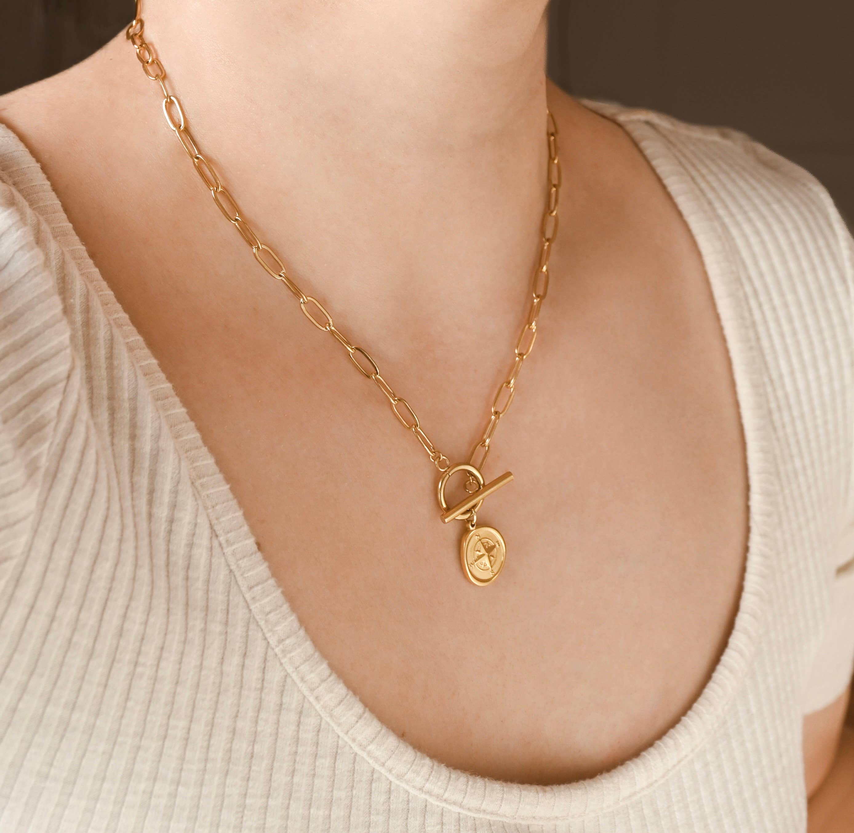 Paperclip Compass Necklace