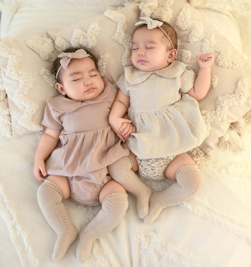 French Lace Knee High Baby Socks: Dusty pink / 6-24m