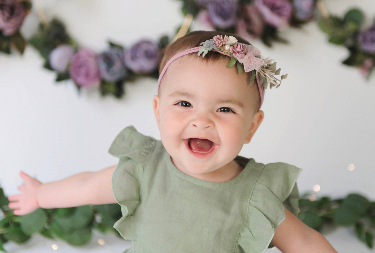 Gabriella Sleeveless Romper 3pc Set: Blush pink / NB