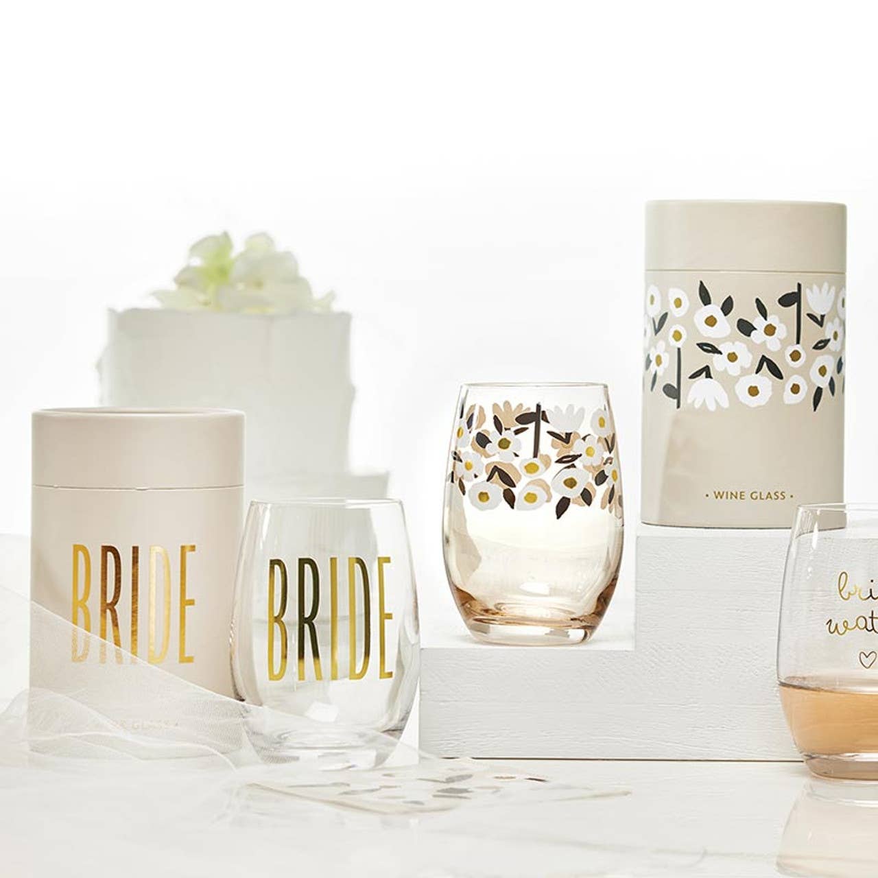Gold Foil Stemless Wine Glass - Bride: Material