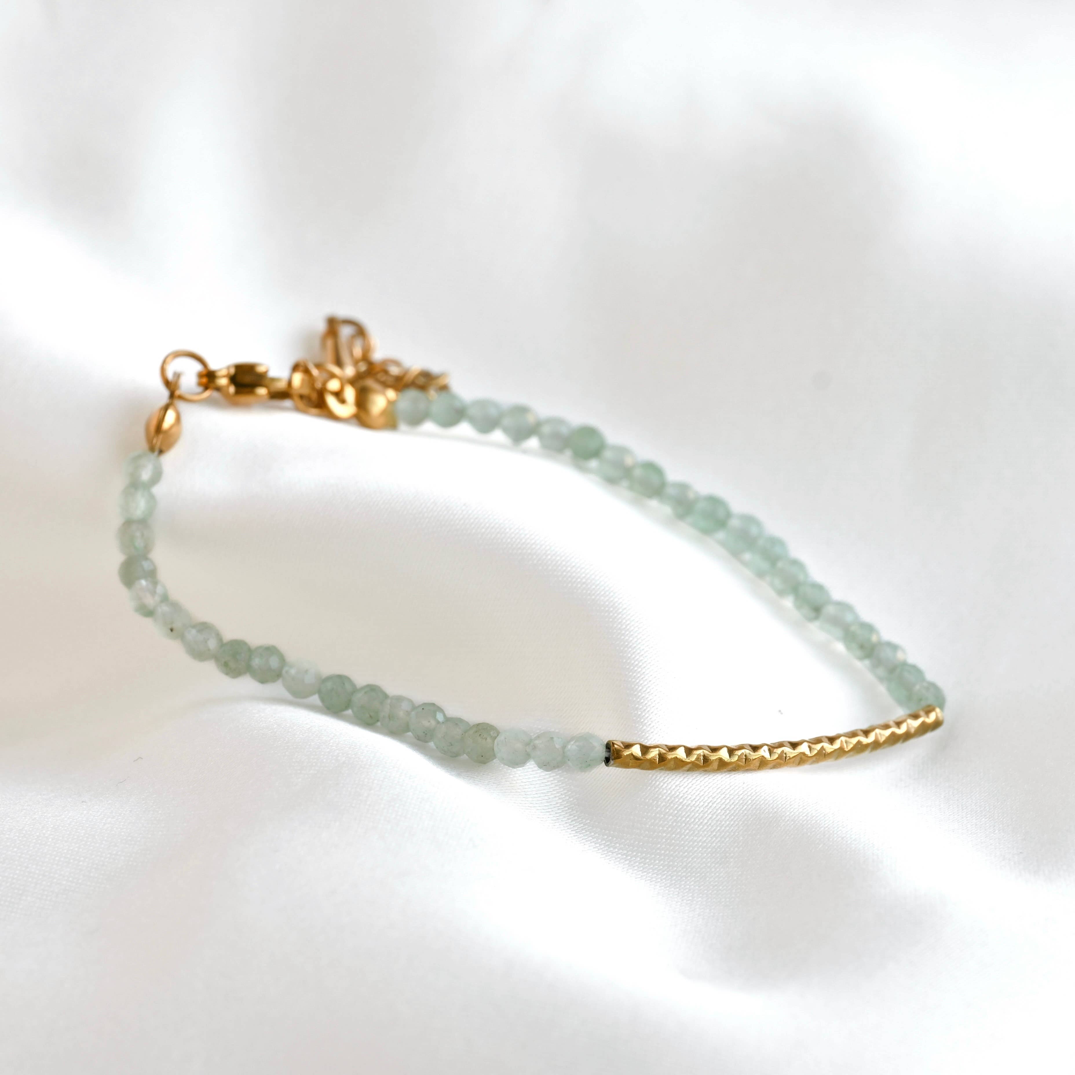 Sage Beaded Gold Bracelet