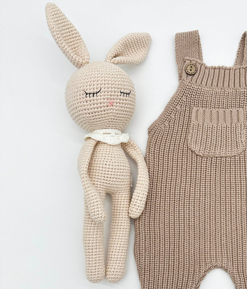 Sleepy Crochet Bunny Doll Standing Ears: Apricot bunny Doll