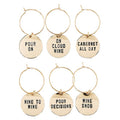 Gold Wine Charms in Pine Box - Wine Tasting Daily: Spot Clean Only / Wood, Stainless Steel, Zinc Alloy