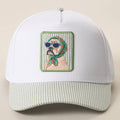 Cool Dog Embroidered Patch Seersucker Brim Baseball Cap: SAGE / ONE SIZE