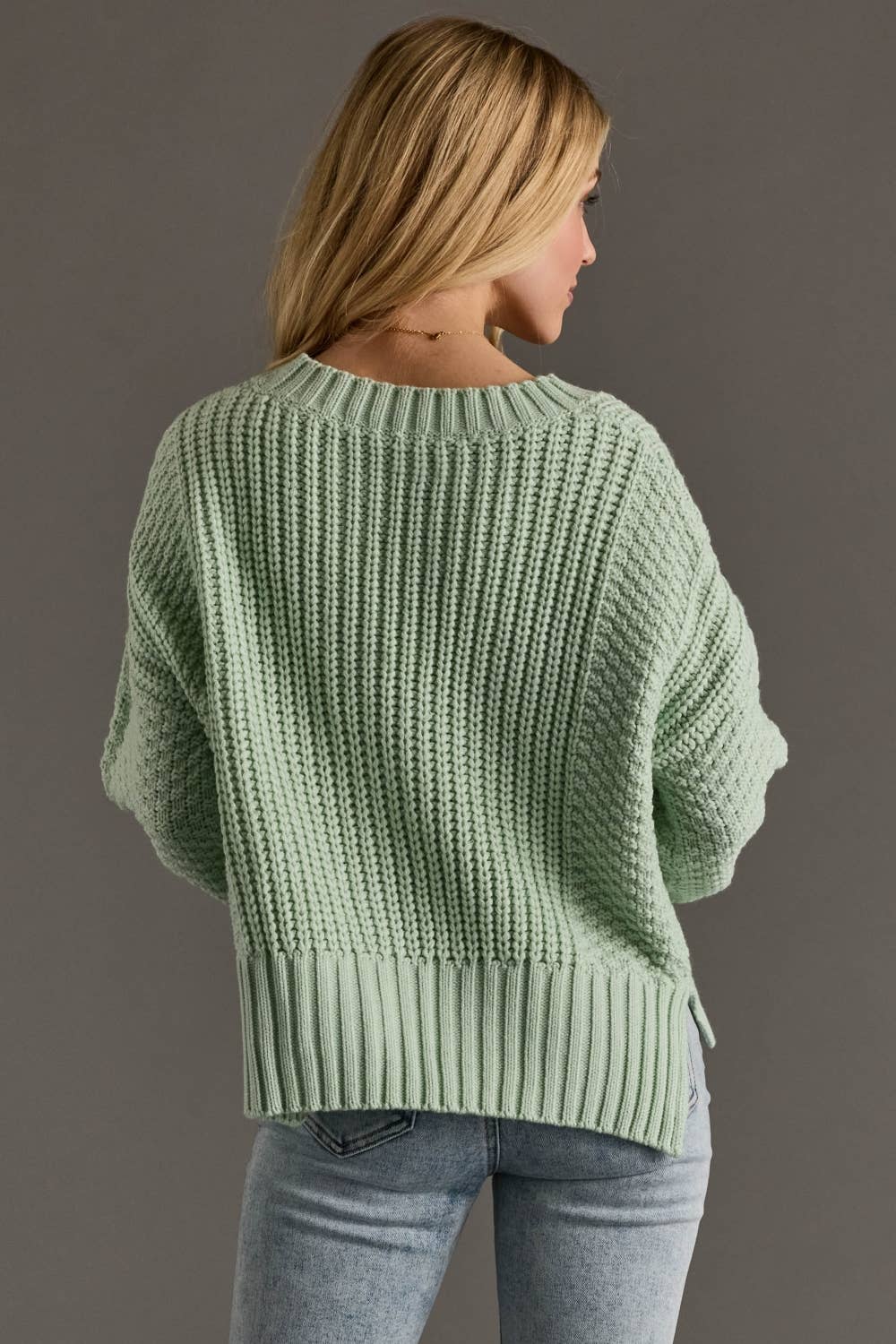 Mint Knit Cropped Button Up Cardigan