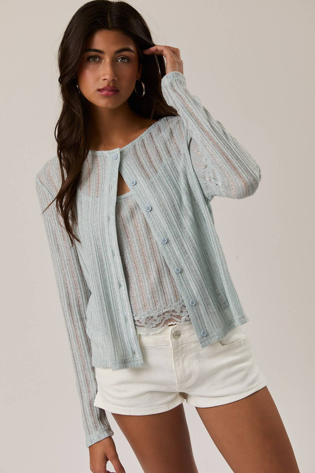 Sea Glass Blue Shimmer Cardigan
