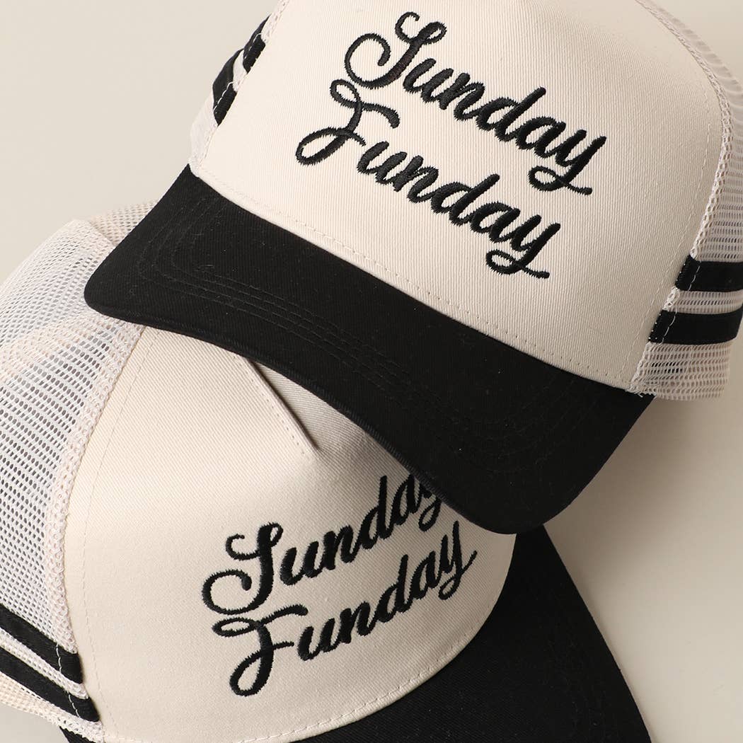 Sunday Funday Embroidered Two -Tone Mesh Trucker Hat