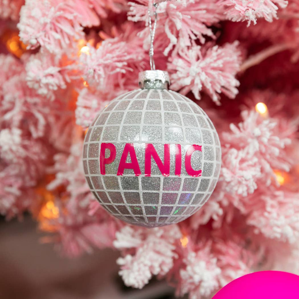 Panic - Funny Glitter Disco Glass Ornament