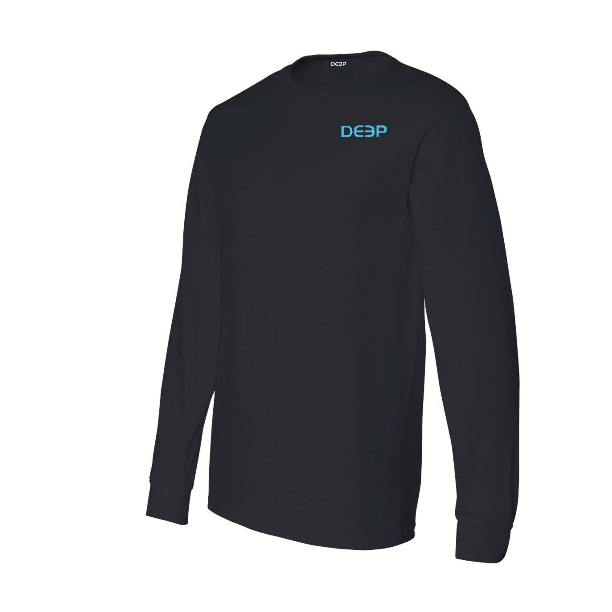 DEEP Palms Cotton Long Sleeve Men's Tee- Black: Large