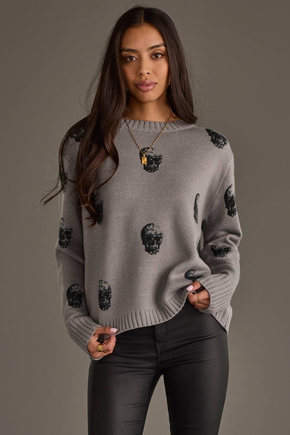 Gray Skull Sweater