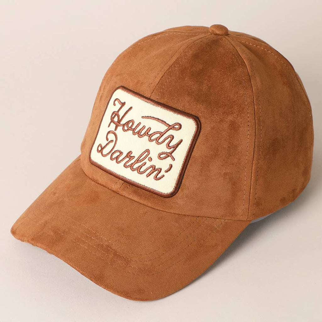 Howdy Darlin Patch Suede Baseball Cap