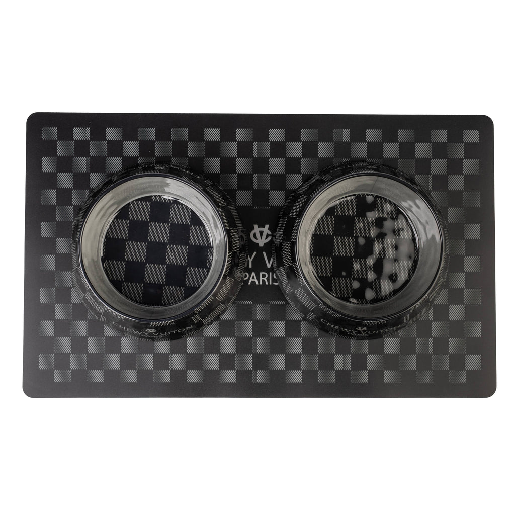 Black Checker Chewy Vuiton Bowl