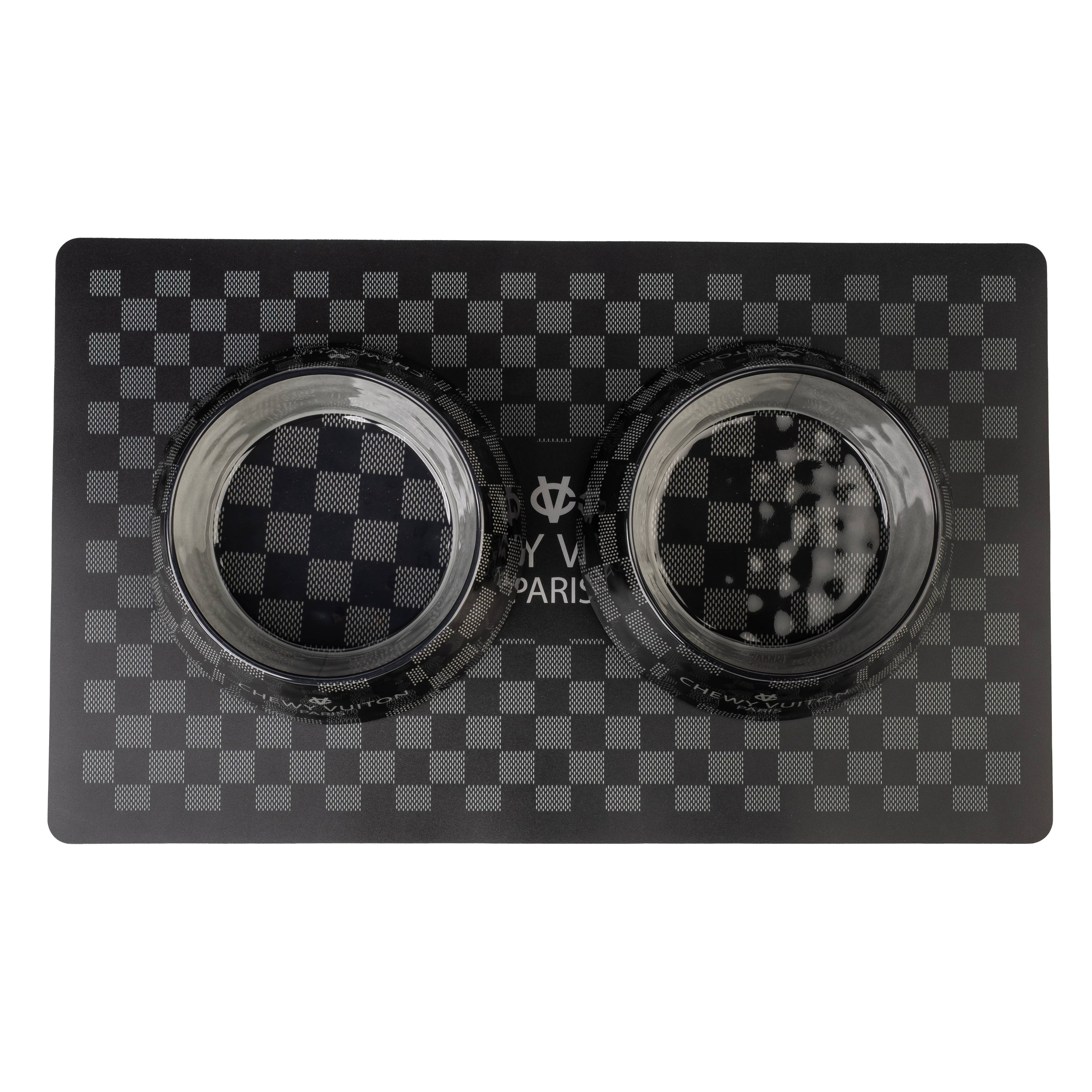 Black Checker Chewy Vuiton Bowl