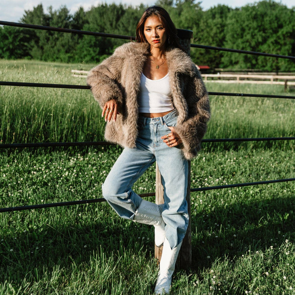 Two Tone Faux Fur Jacket