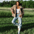 Two Tone Faux Fur Jacket