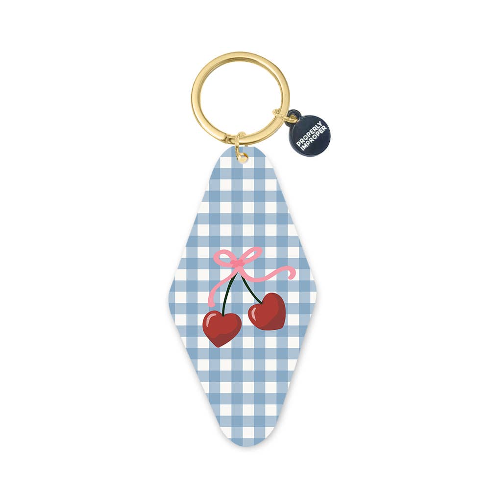 Printed Keychain Gingham Cherry