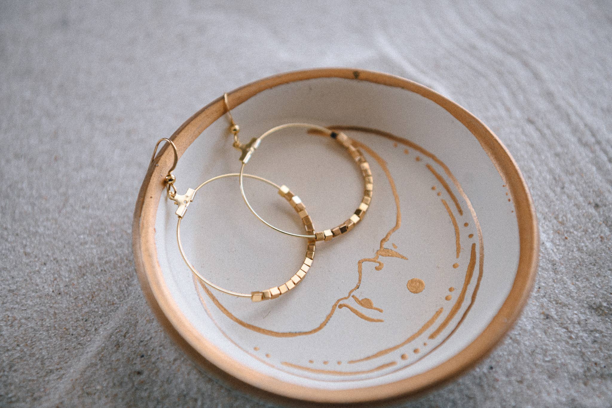 Hepburn Gold Beaded Hoop Earrings : 2mm Matte Nugget