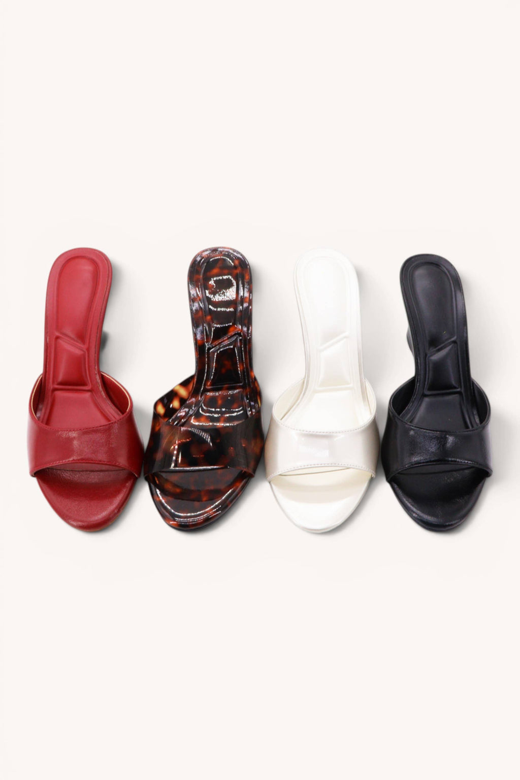 ZONE-10 Sleek Wedge Mule Sandals Trendy Open Toe Heels: BLACK PU / A12