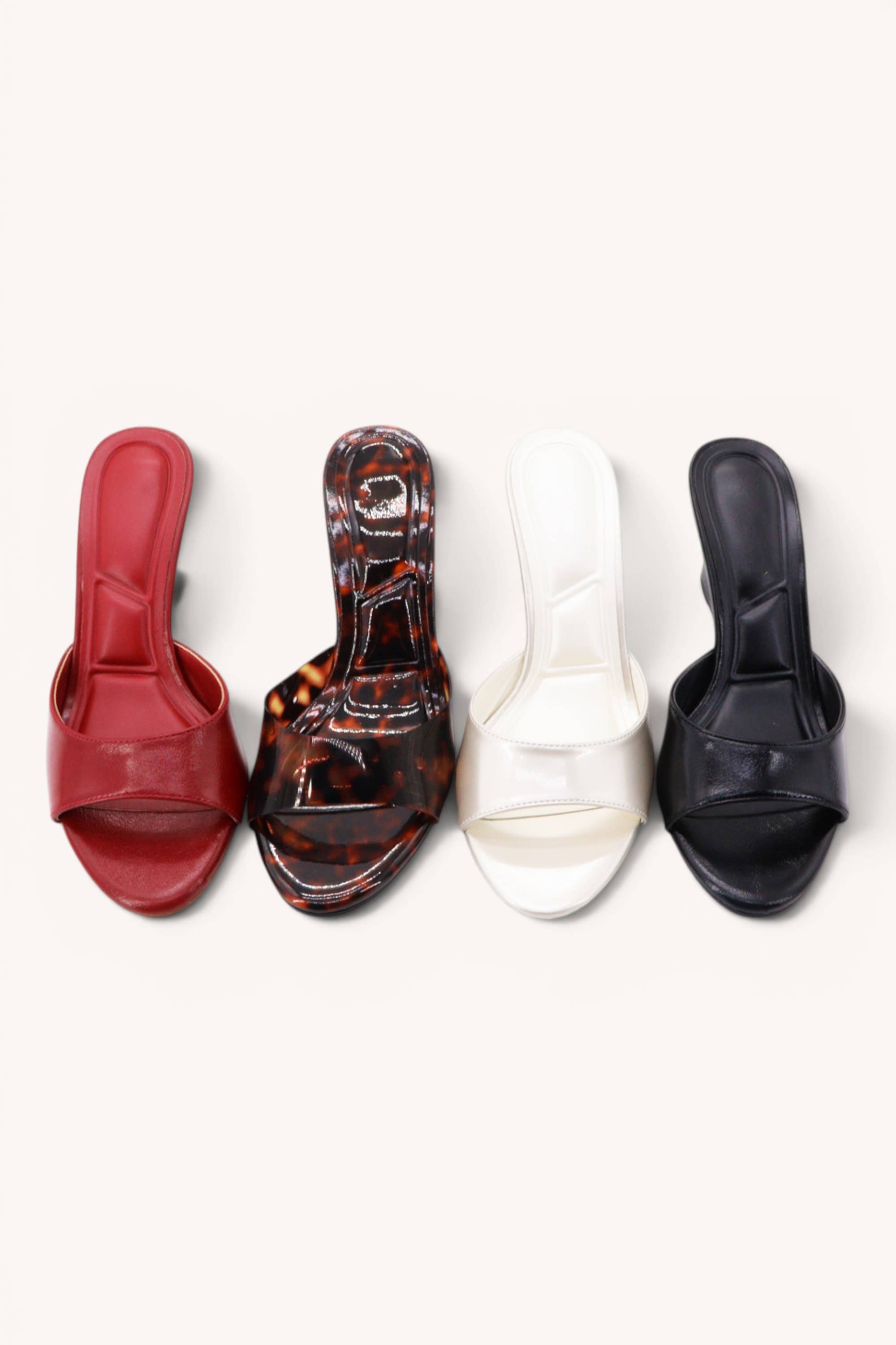 ZONE-10 Sleek Wedge Mule Sandals Trendy Open Toe Heels: BLACK PU / A12
