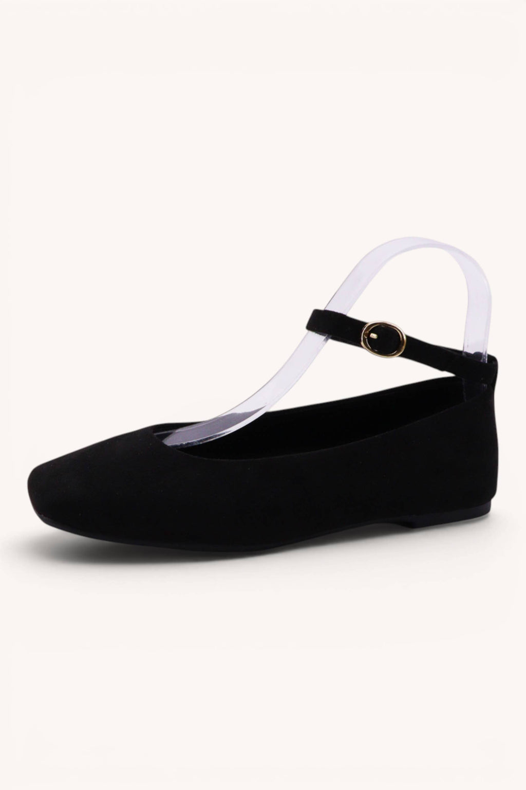 GLOBAL-25X Ankle Strap Ballet Flats with Square Toe: TOBACCO SU / A12