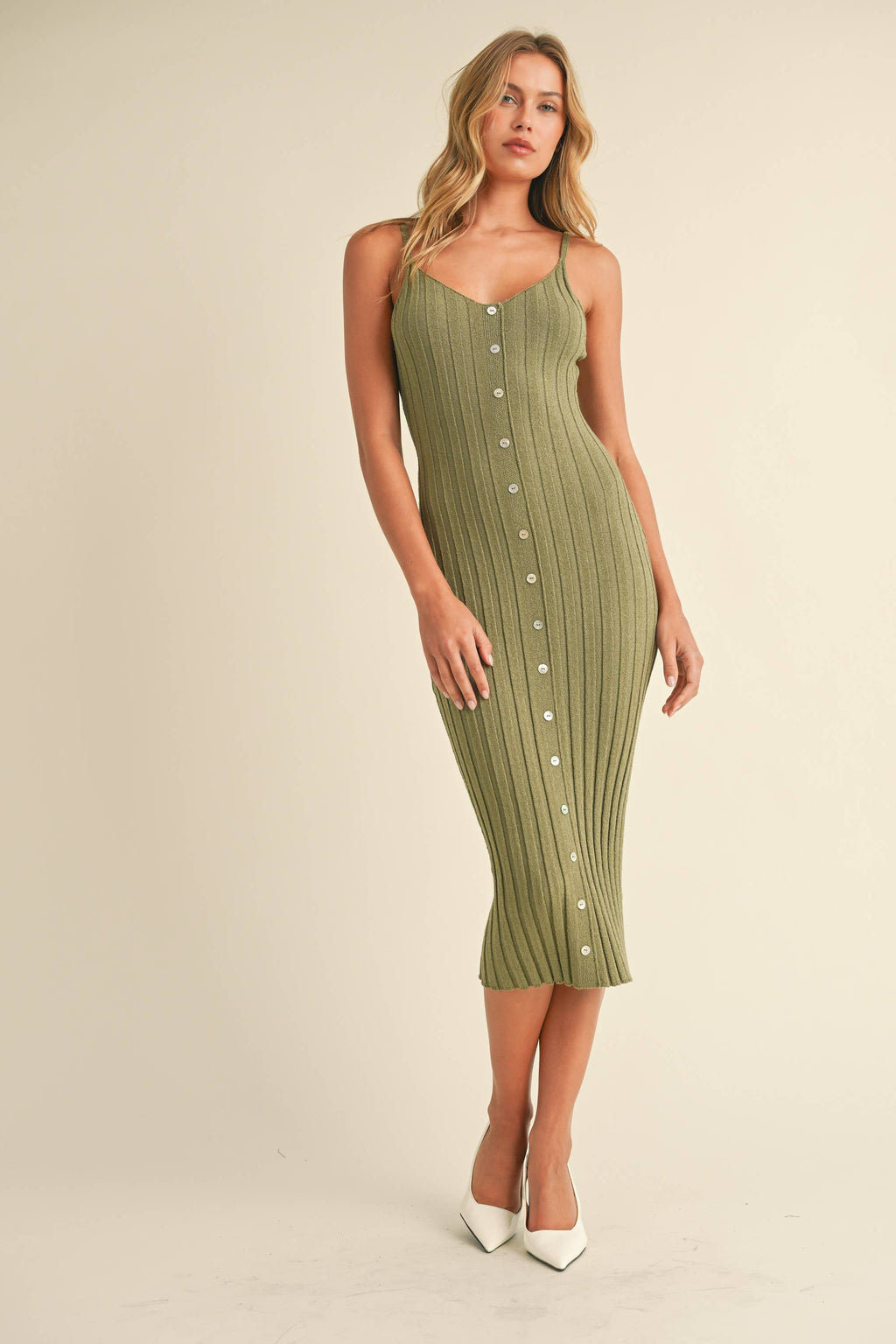 SLEEVELESS MIDI RIB SWEATER MIDI DRESS