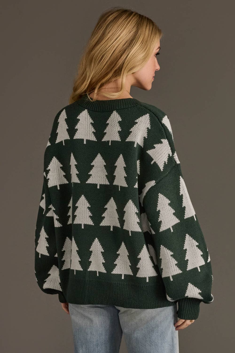 Green & White Tree Sweater
