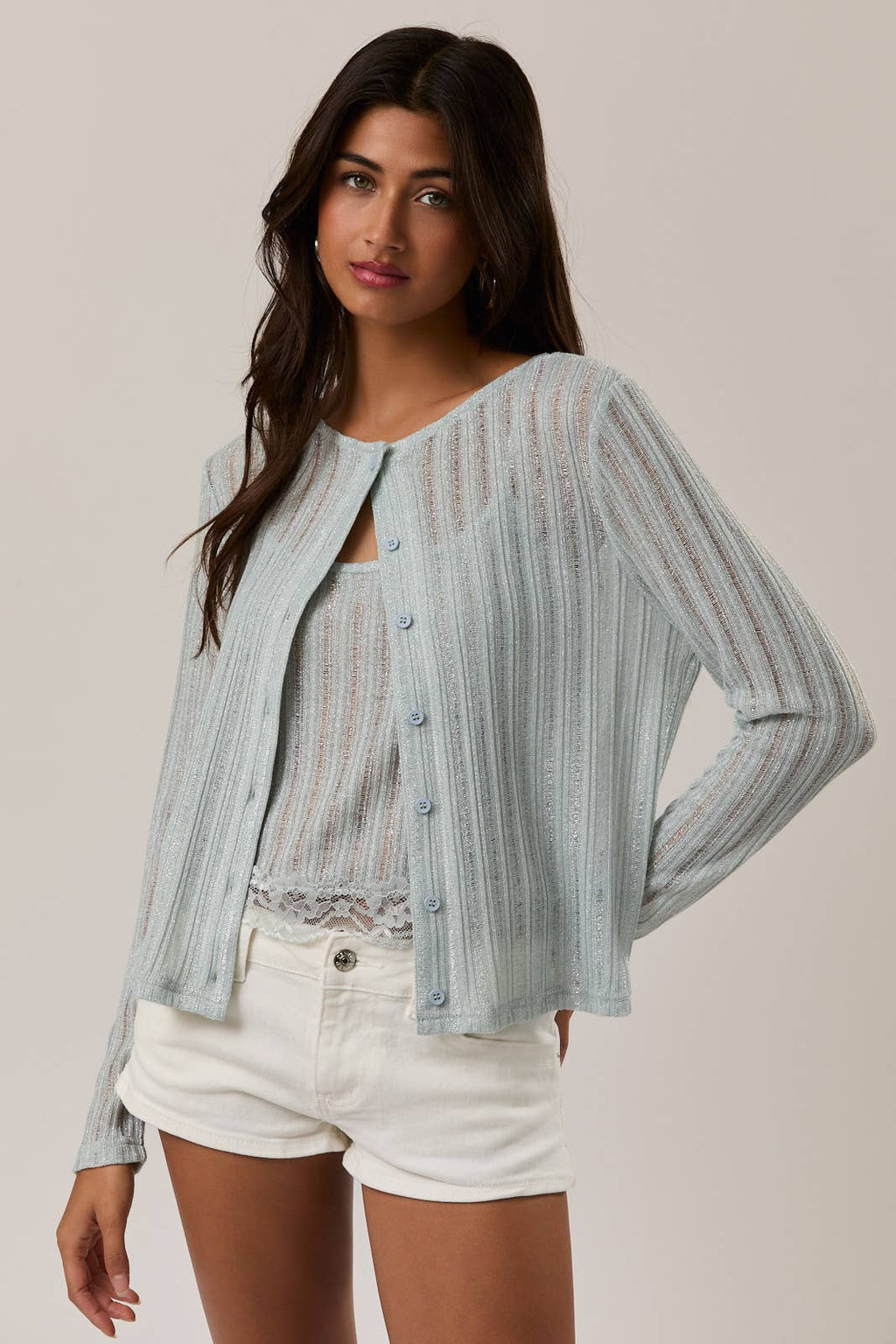 Sea Glass Blue Shimmer Cardigan
