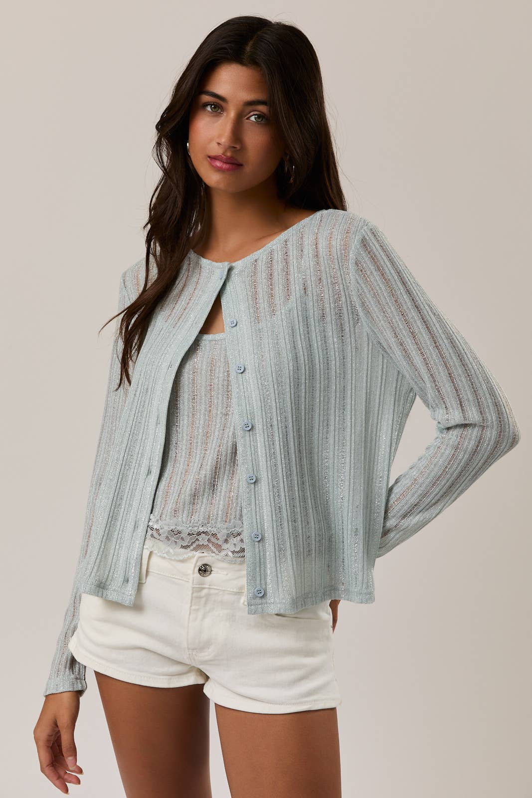 Sea Glass Blue Shimmer Cardigan