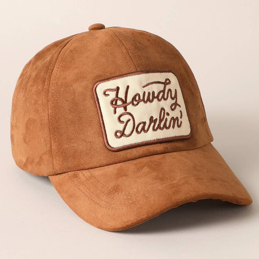 Howdy Darlin Patch Suede Baseball Cap