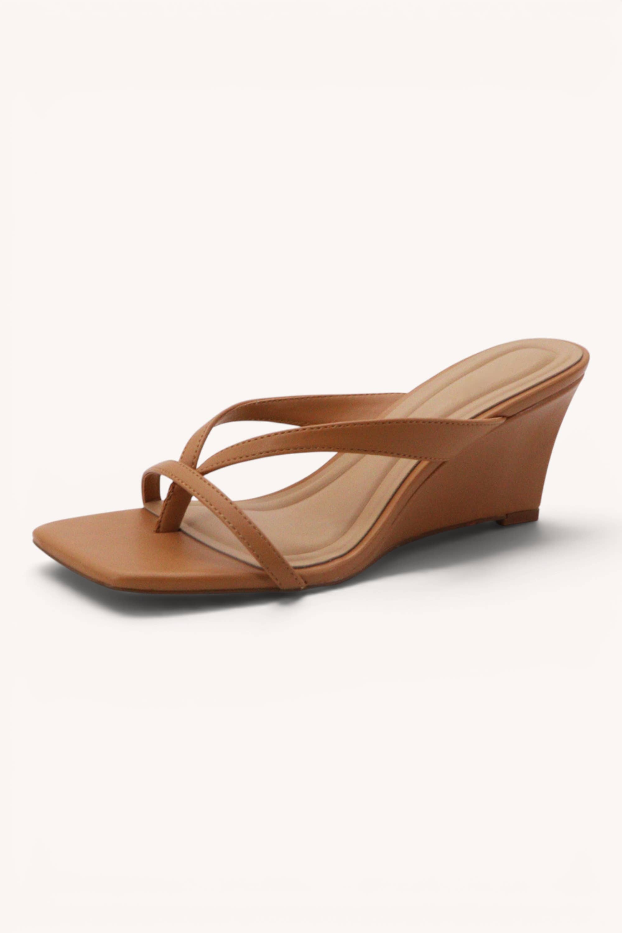 POET-05 Retro Wedge Thong Sandals Trendy Slip-On Heels: MOCHA / A12