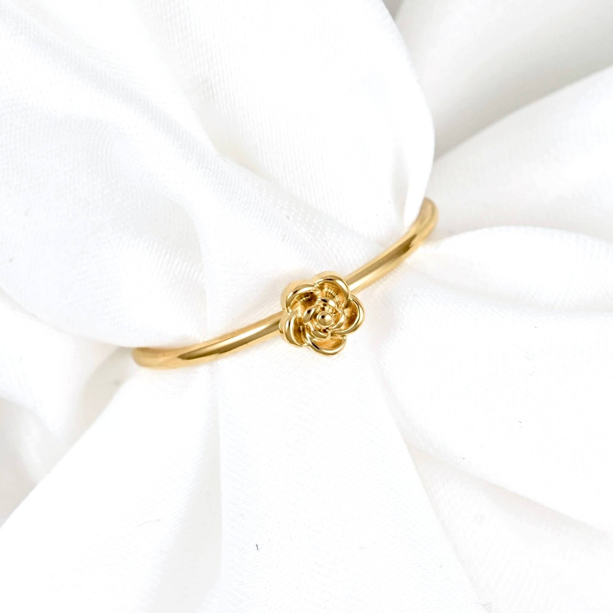 Mini Gold Rose Ring