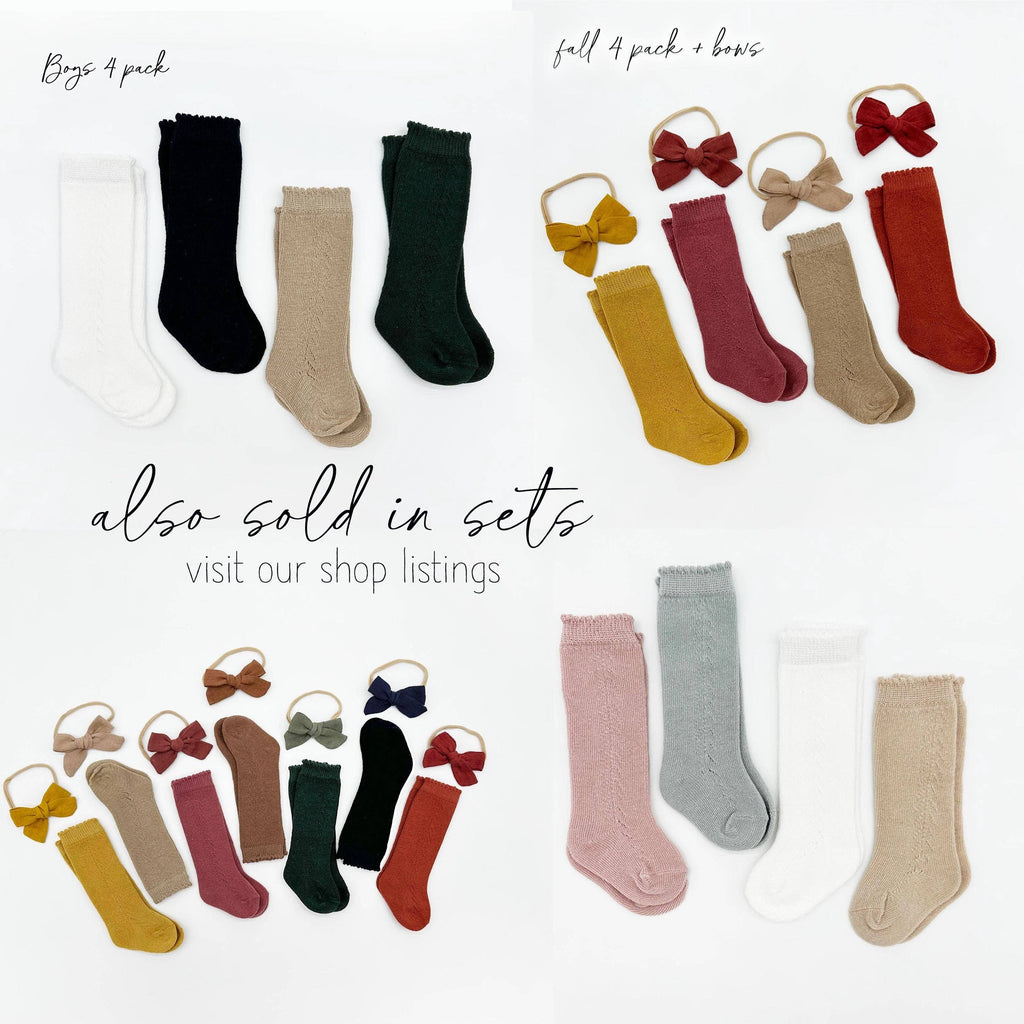 French Lace Knee High Baby Socks: Dusty pink / 6-24m