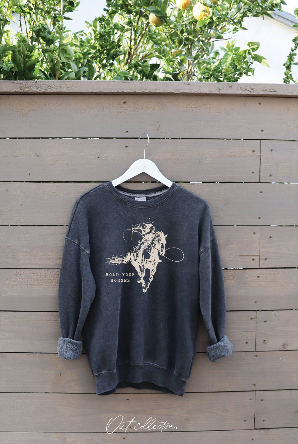 HOLD YOUR HORSES Mineral Graphic Sweatshirt: DUSTY FOREST / XL