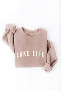 LAKE LIFE Graphic Sweatshirt: TAN / XL