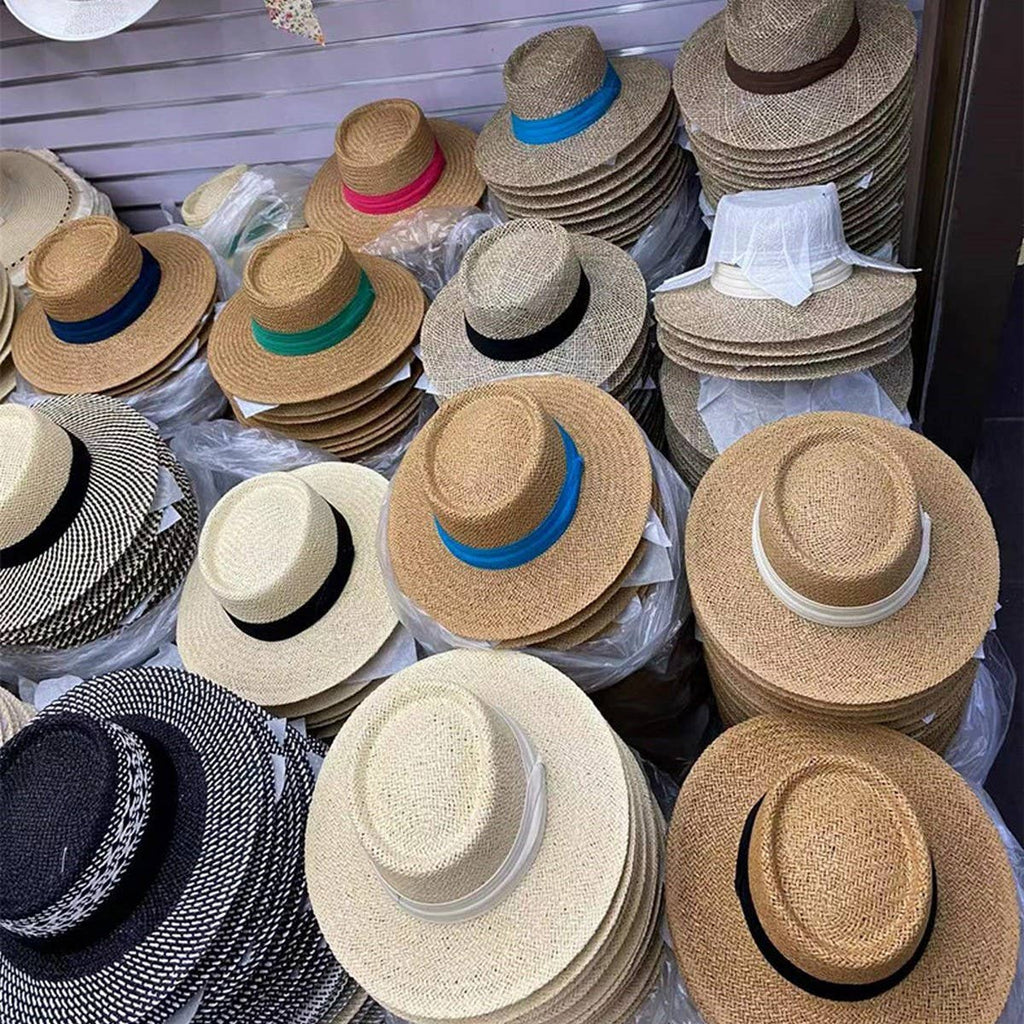 BEACH VACATION SUN FEDORA STRAW HATS FOR WOMEN