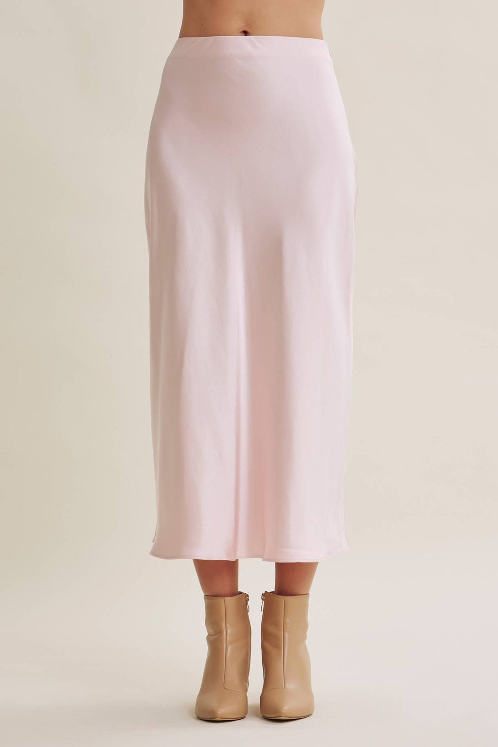 MOONLIT THICK HIGH QUALITY SILKY SATIN BIAS CUT MAXI SKIRT: DUSTY MAUVE / S