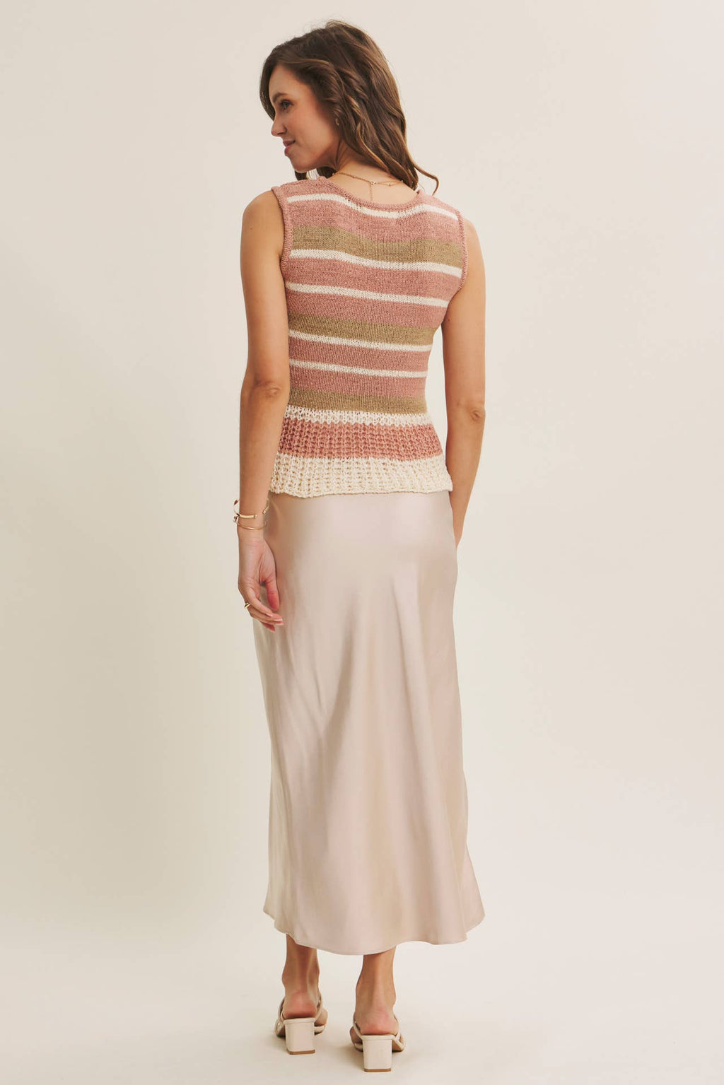 MOONLIT THICK HIGH QUALITY SILKY SATIN BIAS CUT MAXI SKIRT: DUSTY MAUVE / S