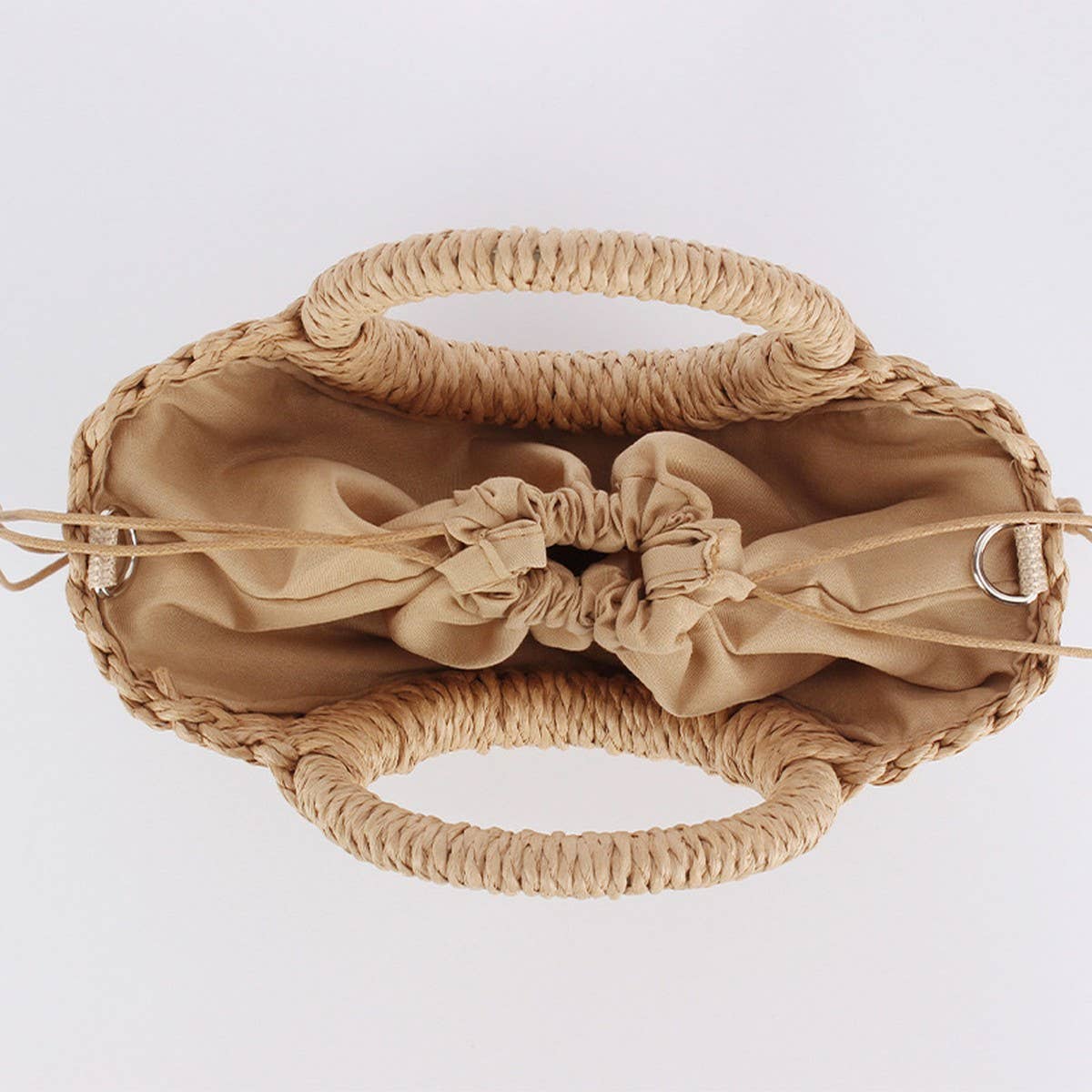 SOLID COLOR SEMI-CIRCLE HANDMADE STRAW BAG