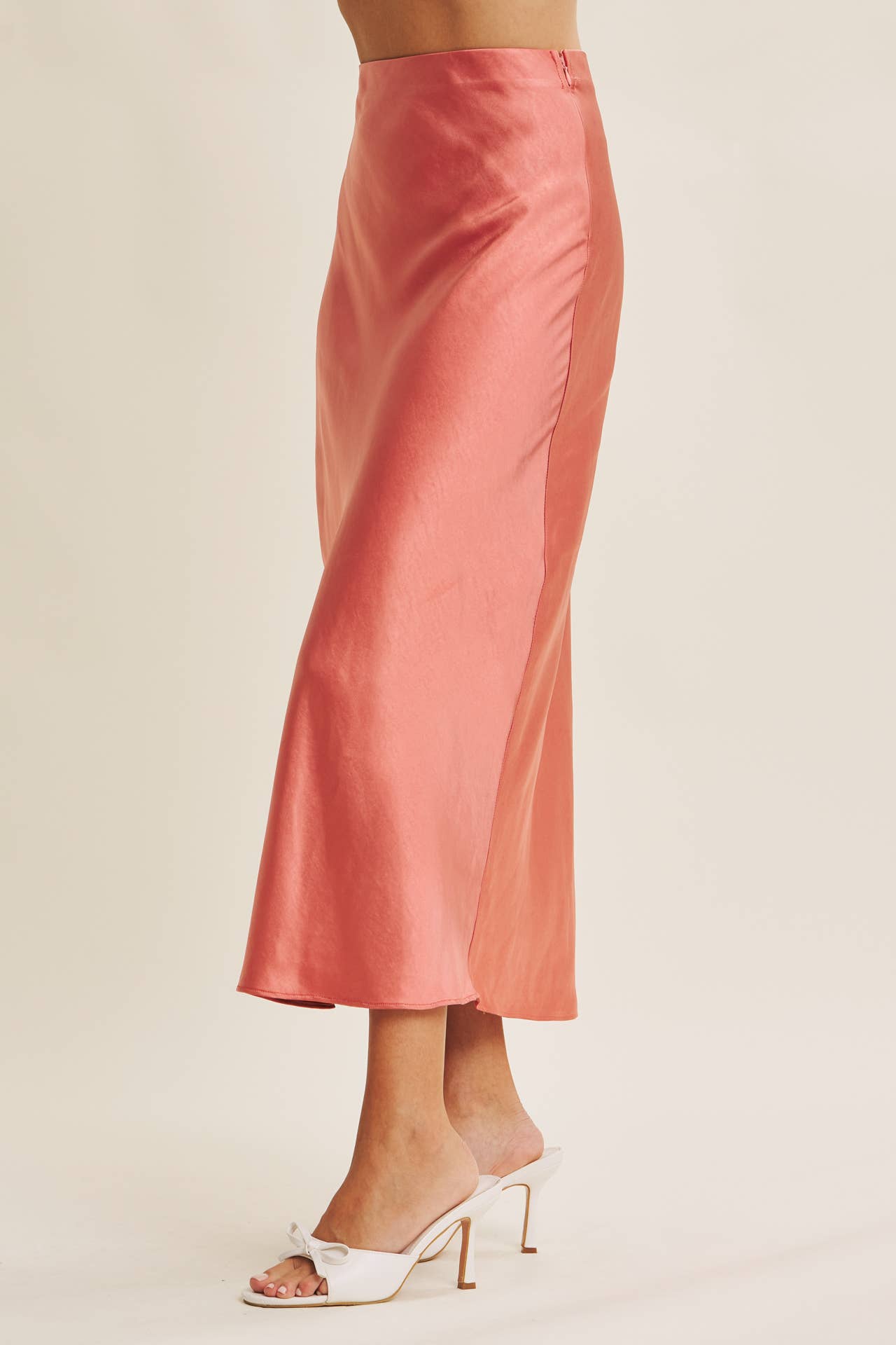 MOONLIT THICK HIGH QUALITY SILKY SATIN BIAS CUT MAXI SKIRT: DUSTY MAUVE / L