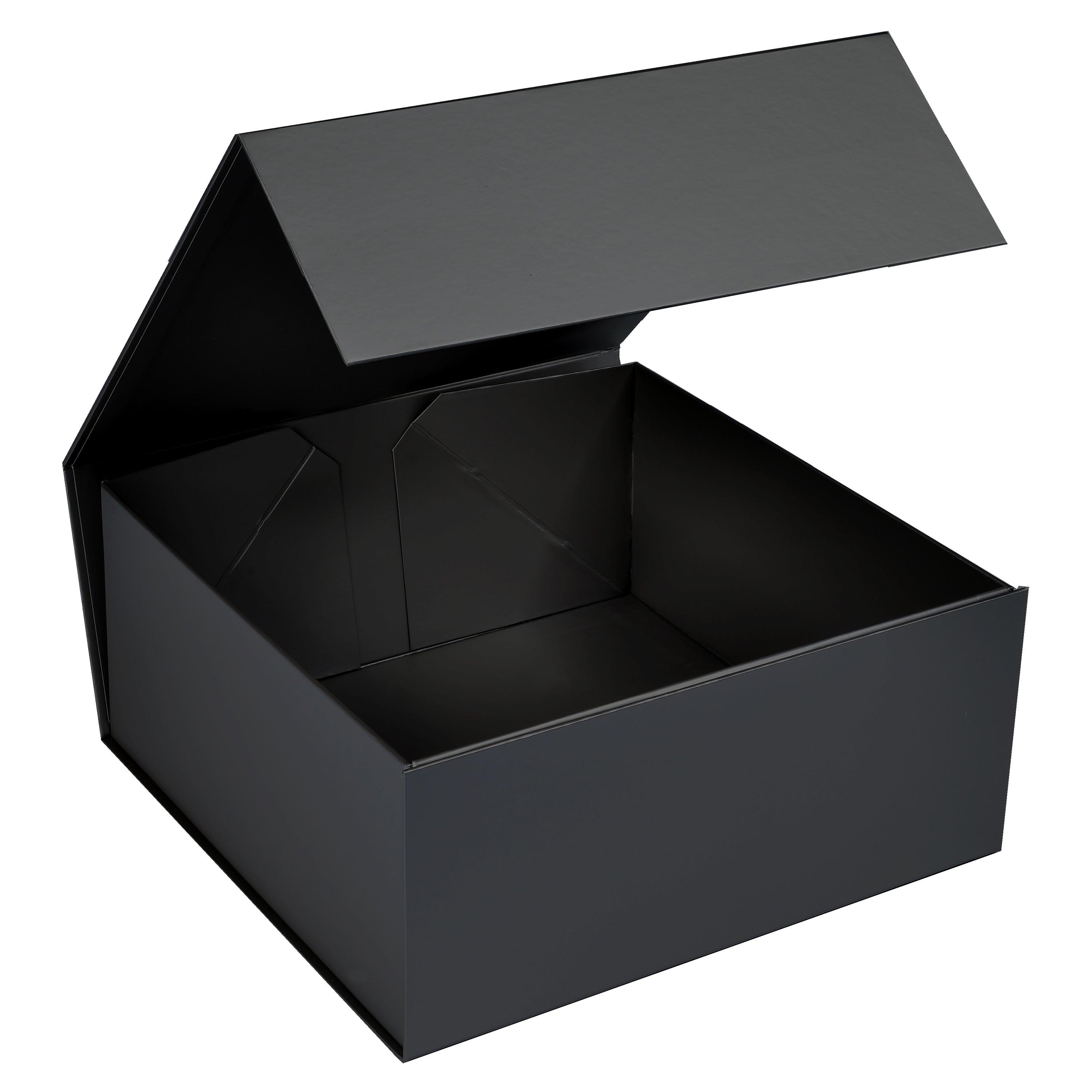 10" X 10" X 4.5" Collapsible Gift Box w/Magnetic Square Flap Lid: Black / 1