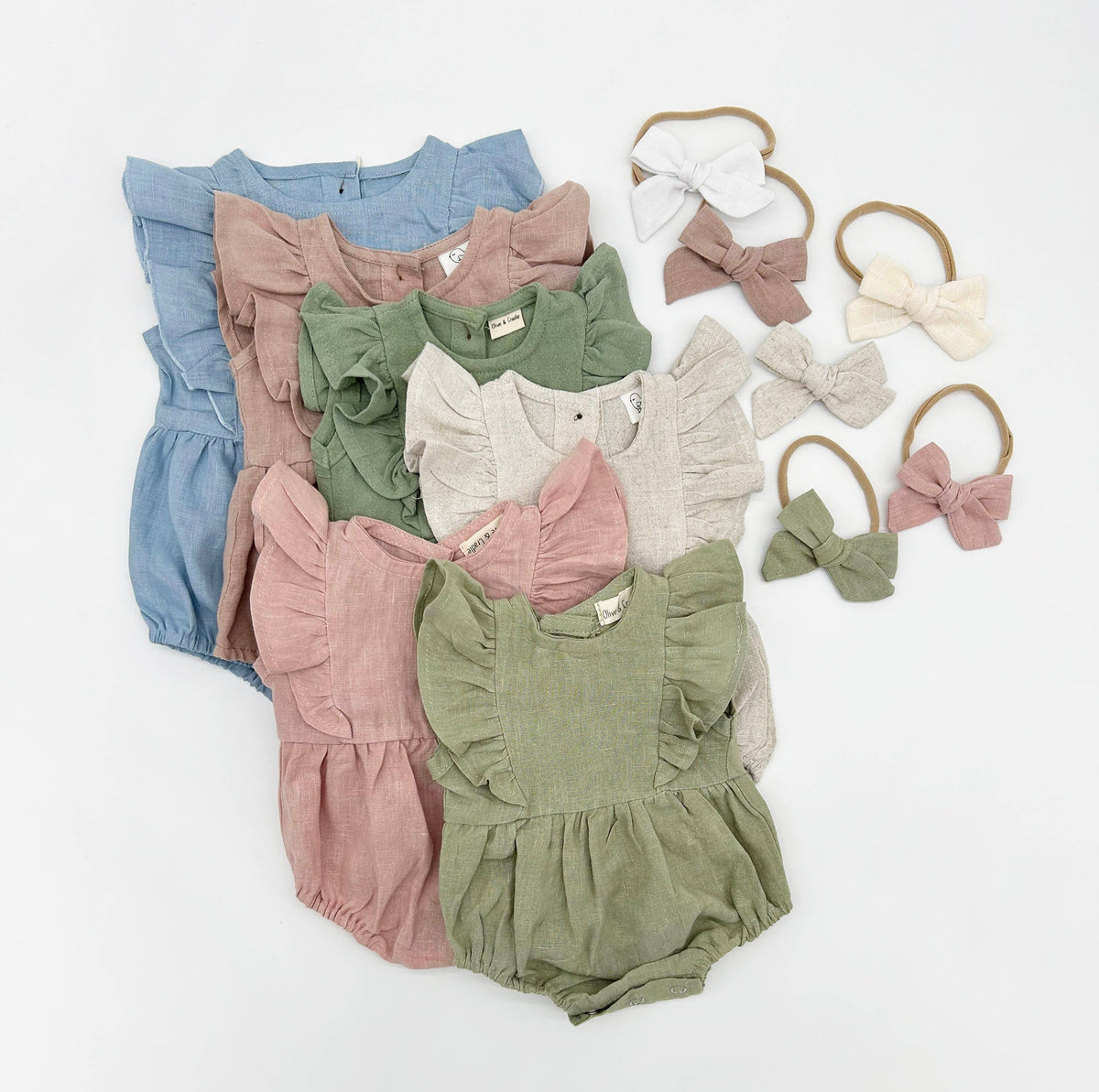 Gabriella Sleeveless Romper 3pc Set: Blush pink / 18-24 months