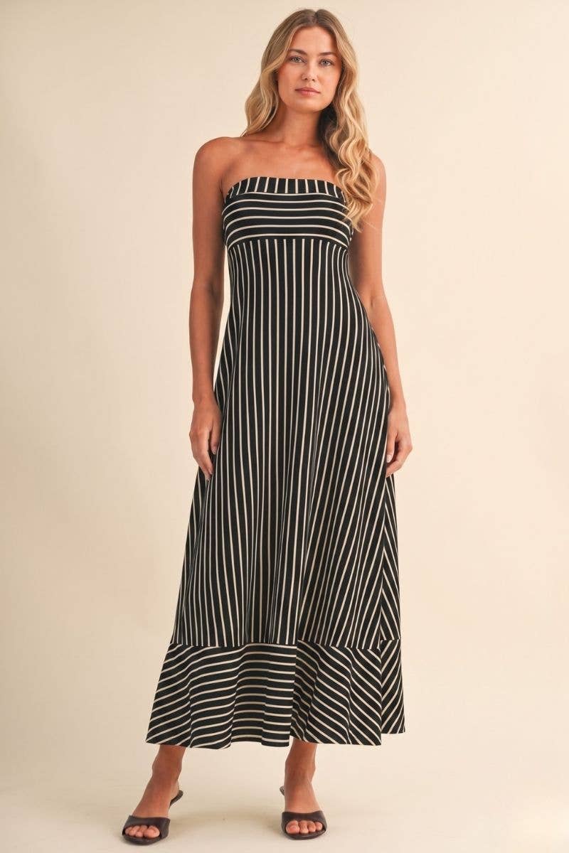 Midnight Stroll Stripe Maxi Dress