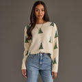 Ivory Tree Sweater with Blue Bows