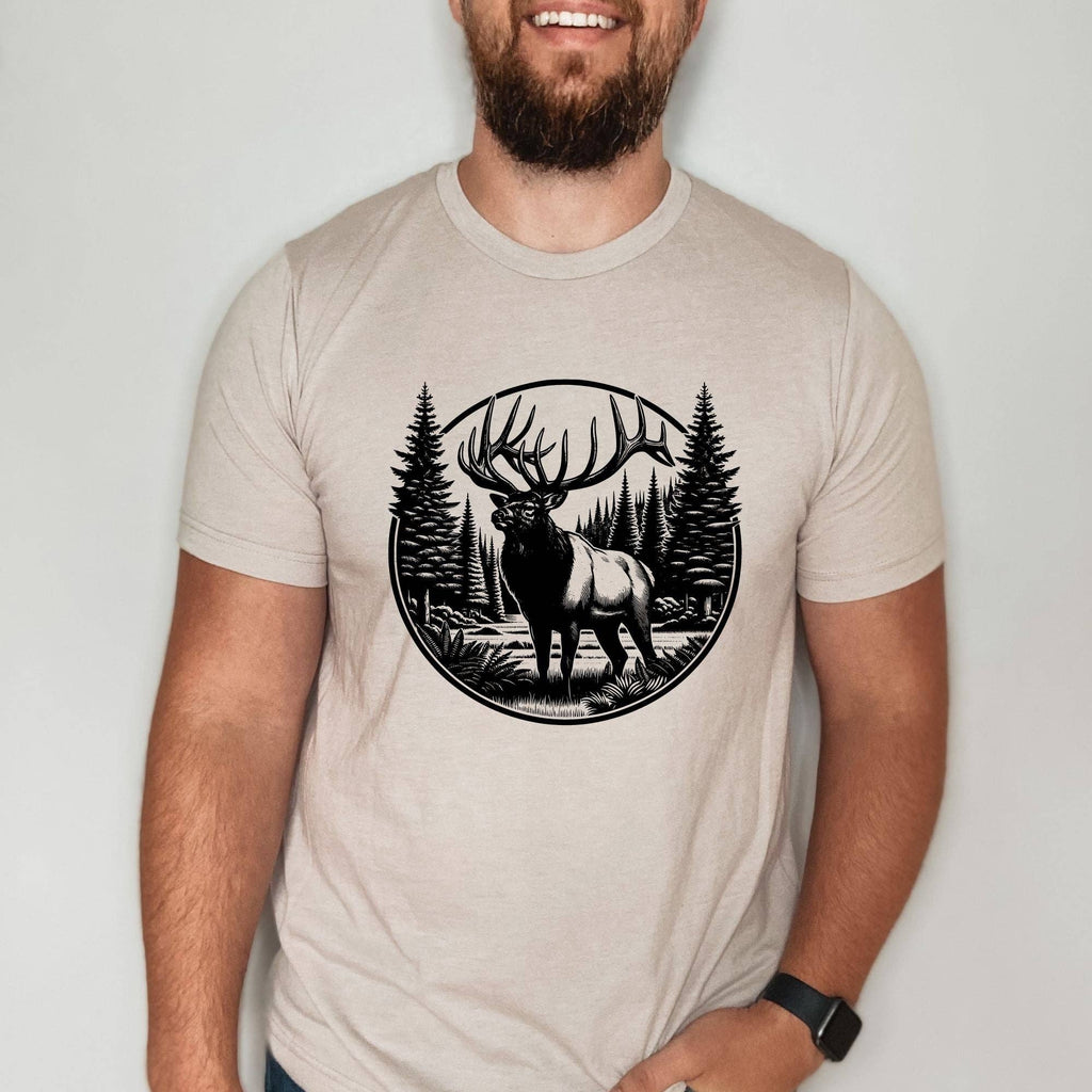Elk Graphic Tee | Long Sleeve266: Heather Stone / XXXL / TShirt