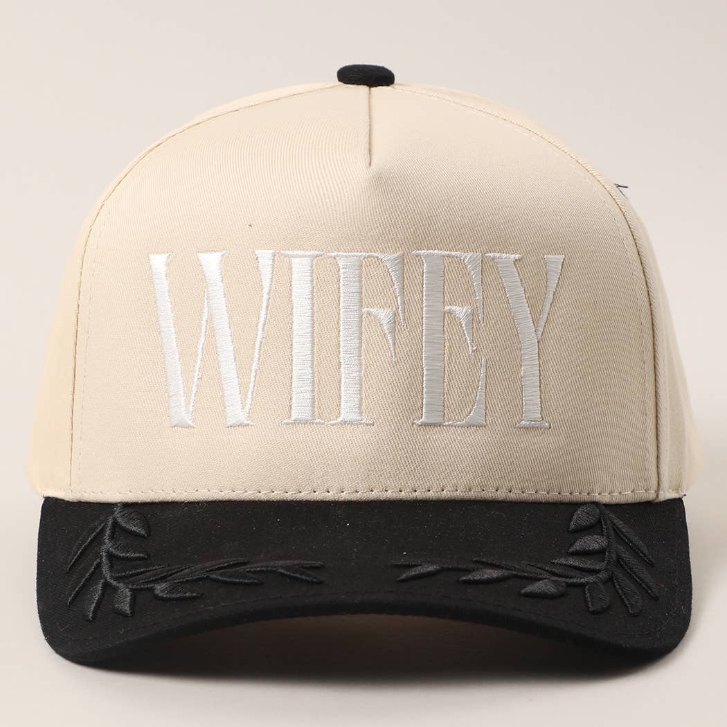 WIFEY Two-Tone Canvas Trucker Hat with Bay Leaf : BLK / One Size