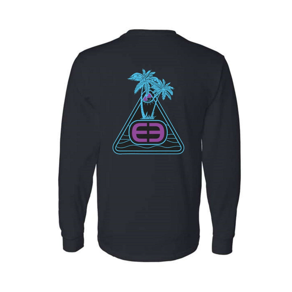 DEEP Palms Cotton Long Sleeve Men's Tee- Black: Large